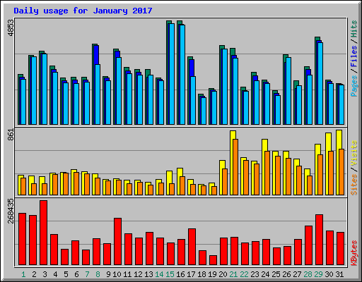 Daily usage for January 2017