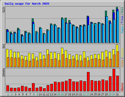 Daily usage for March 2025